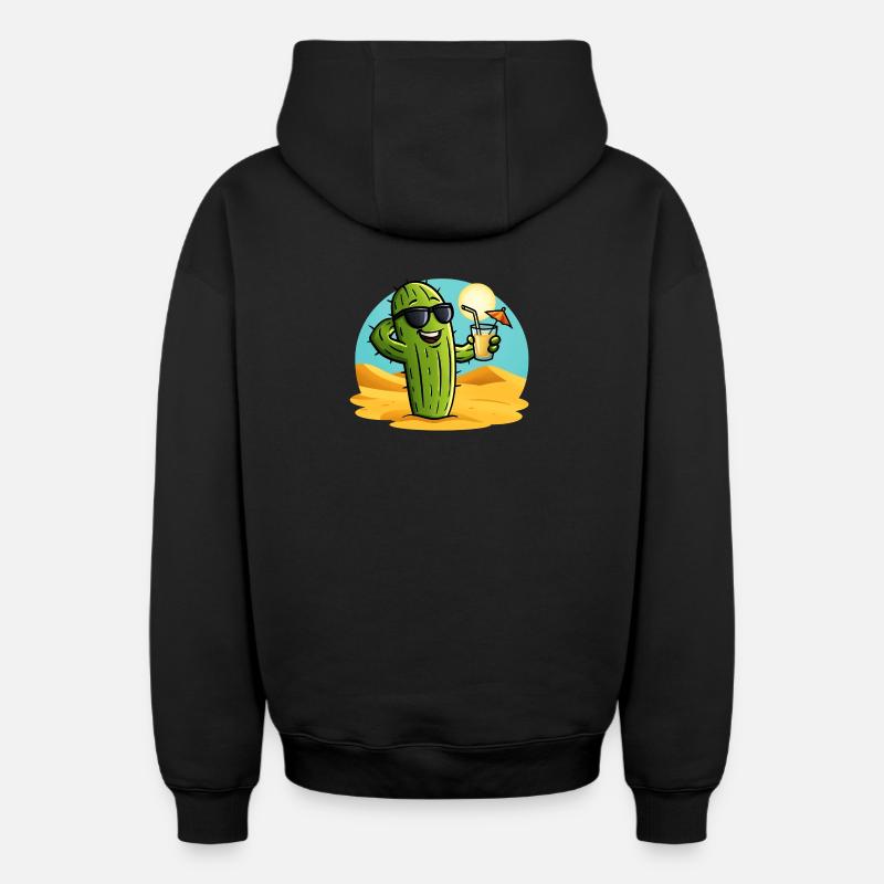 Cactus d’été - Sweat à capuche unisexe zippé oversize épais SPREAD - noir