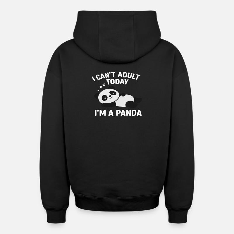 Panda - Sweat à capuche unisexe zippé oversize épais SPREAD - noir