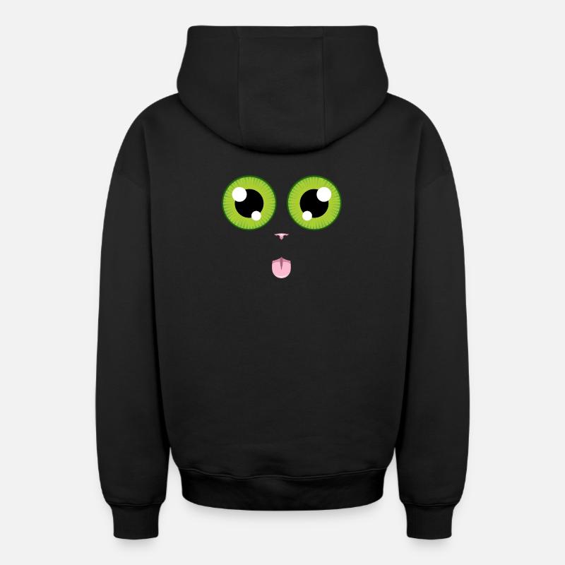 La langue de chat - Sweat à capuche unisexe zippé oversize épais SPREAD - noir