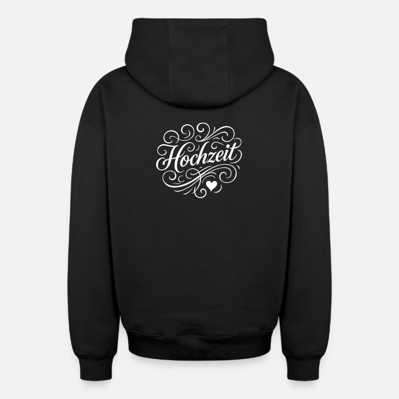 Coeur de mariage - Sweat à capuche unisexe zippé oversize épais SPREAD - noir