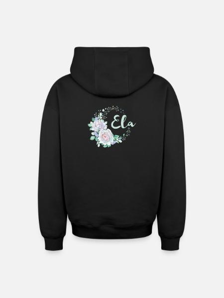 For Ela - Oversized Heavyweight Unisex Zip Hoodie - black