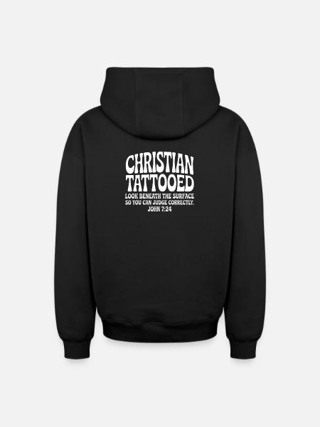 Christian Tattooed Look Beneath Surface - Oversized Heavyweight Unisex Zip Hoodie - black