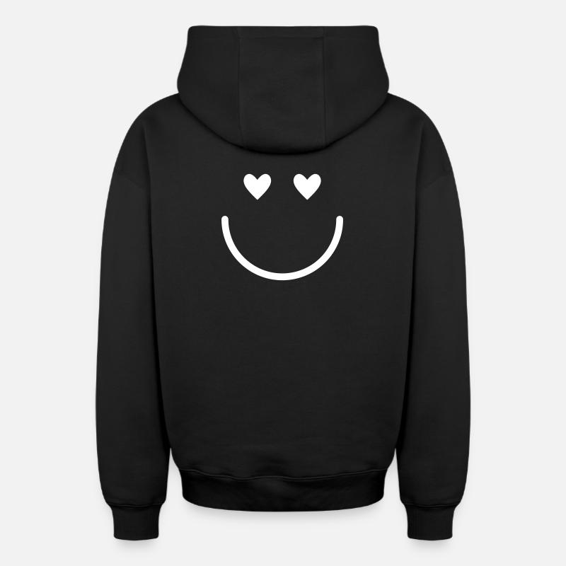 Souriant. Minimal. Certain. - Sweat à capuche unisexe zippé oversize épais SPREAD - noir
