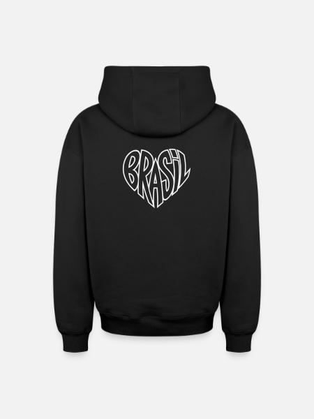 Brazil Graffiti Heart - Oversized Heavyweight Unisex Zip Hoodie - black