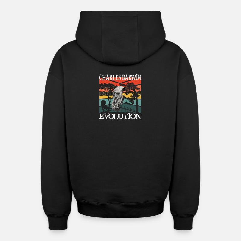 Charles Darwin Evolution textile Geschenkidee - Oversized Heavyweight Unisex Zip Hoodie - Schwarz