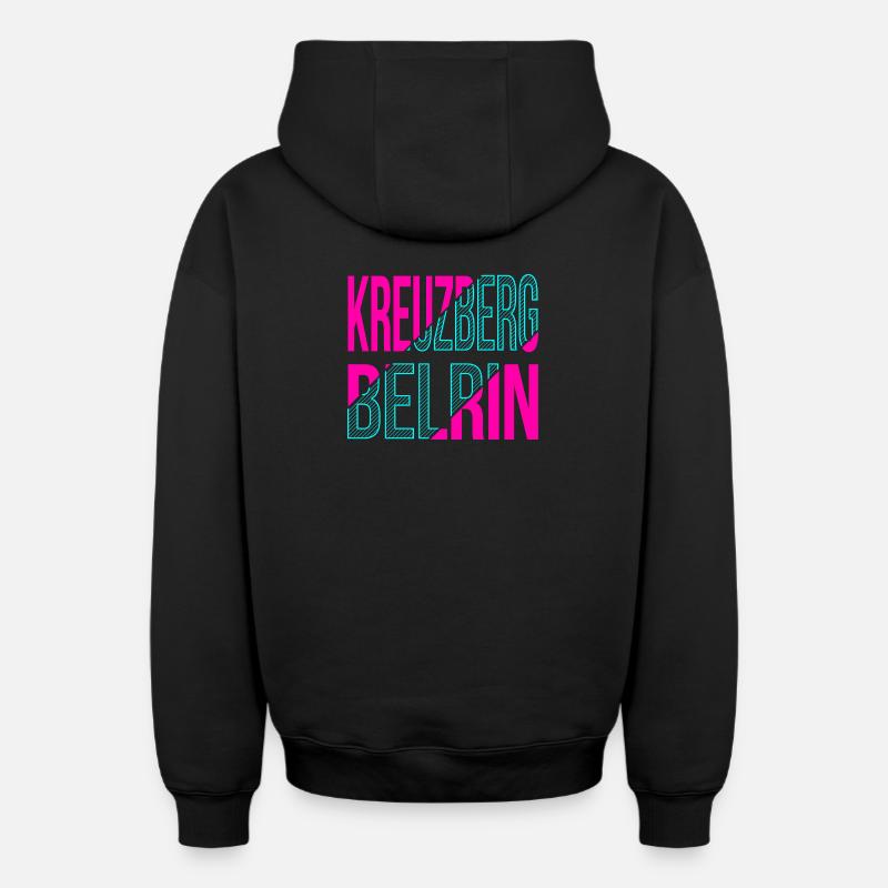 Design du Kreuzberg Berlin - Sweat à capuche unisexe zippé oversize épais SPREAD - noir