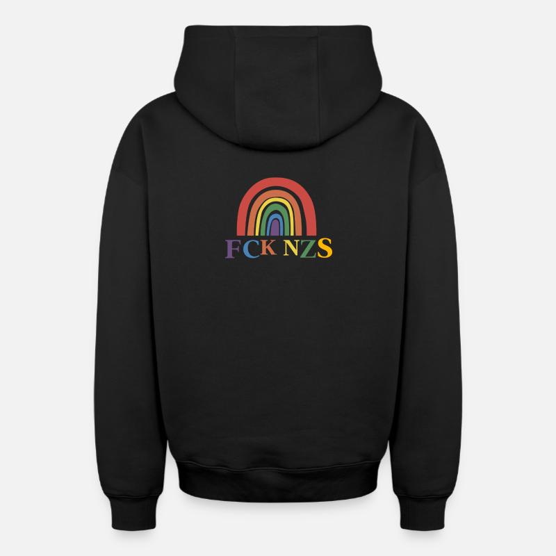 FCK NZS - Sweat à capuche unisexe zippé oversize épais SPREAD - noir