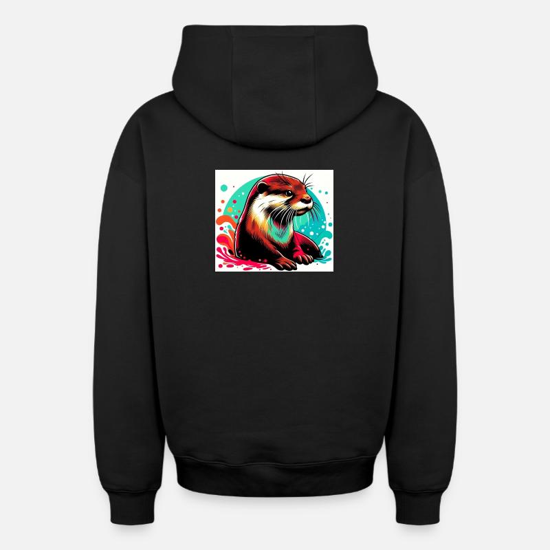Loutre - Sweat à capuche unisexe zippé oversize épais SPREAD - noir