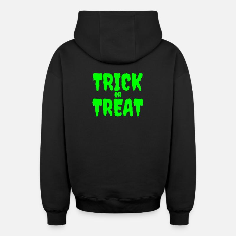 Im Dunkeln leuchtendes Süßes-oder-Saures-Design - Oversized Heavyweight Unisex Zip Hoodie - Schwarz