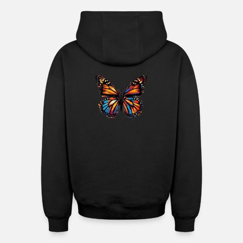 Papillon - Sweat à capuche unisexe zippé oversize épais SPREAD - noir