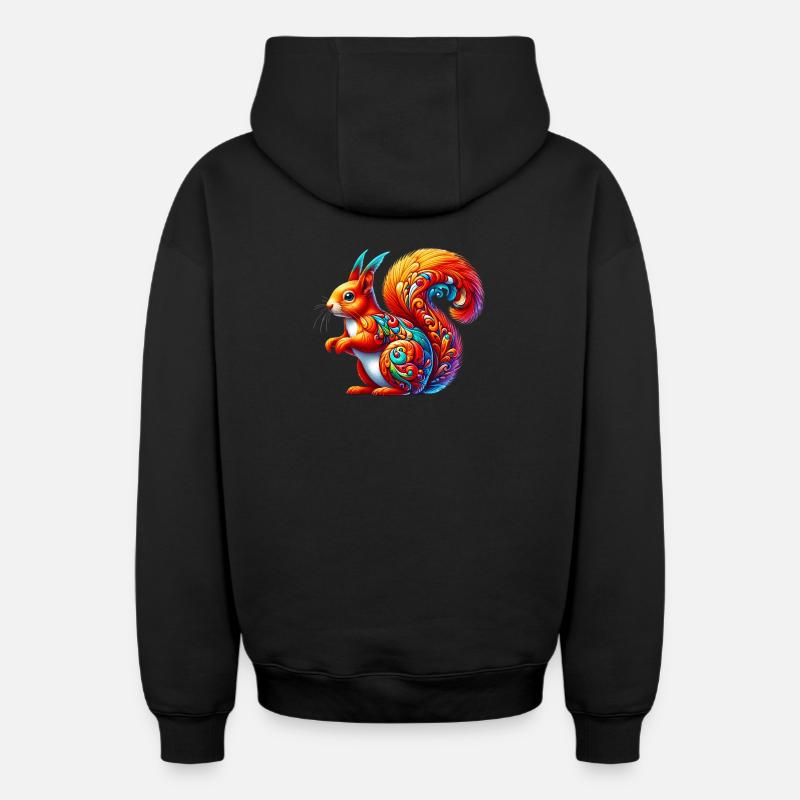 Écureuil - Sweat à capuche unisexe zippé oversize épais SPREAD - noir