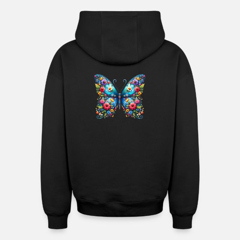 Papillon - Sweat à capuche unisexe zippé oversize épais SPREAD - noir