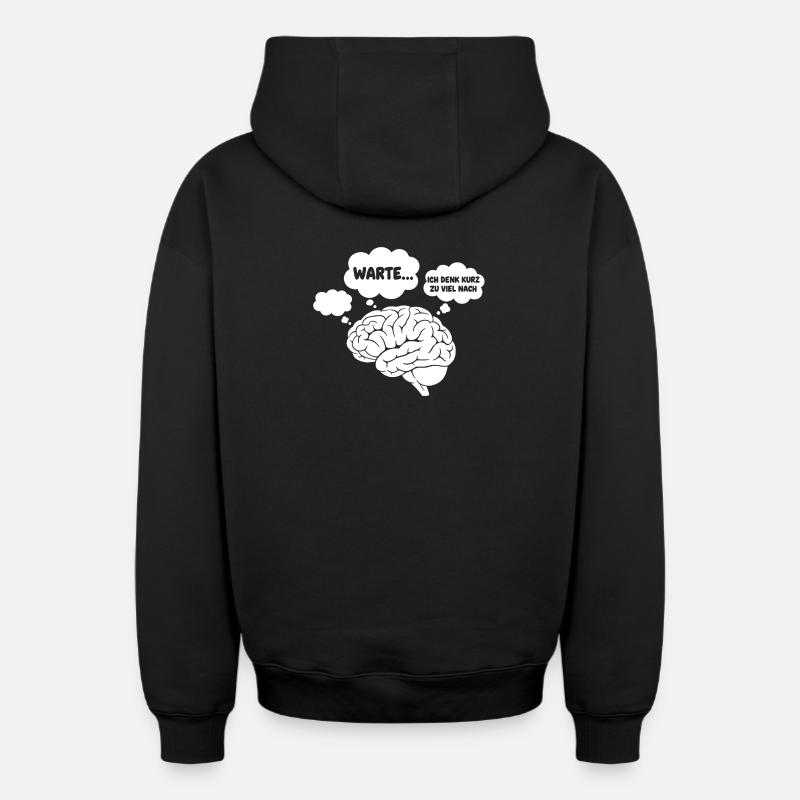 Brain Thoughts Comic - Oversized Heavyweight Unisex Zip Hoodie - black