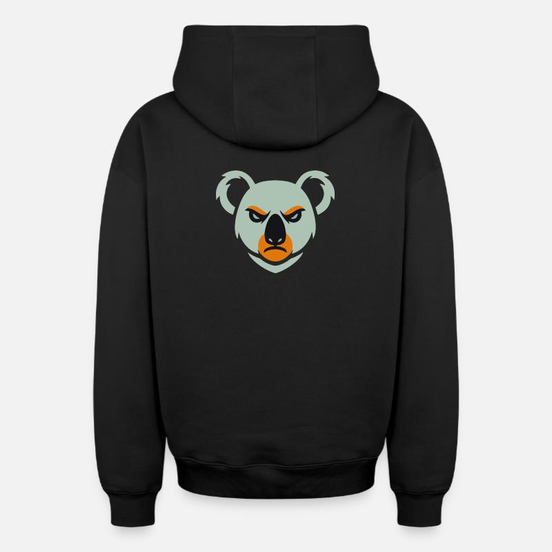 Regard de koala en colère - Sweat à capuche unisexe zippé oversize épais SPREAD - noir