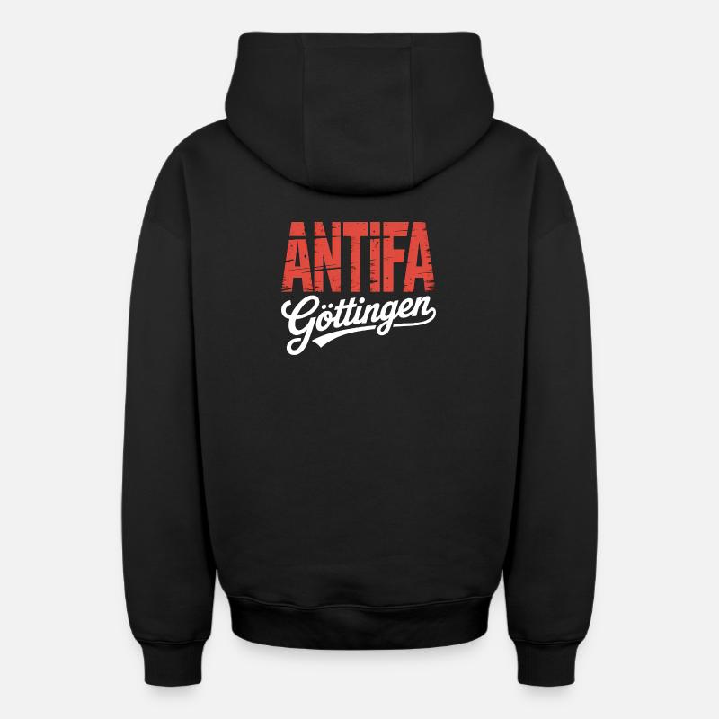 Antifa Göttingen - Antifaschistischer Merch - Sweat à capuche unisexe zippé oversize épais SPREAD - noir