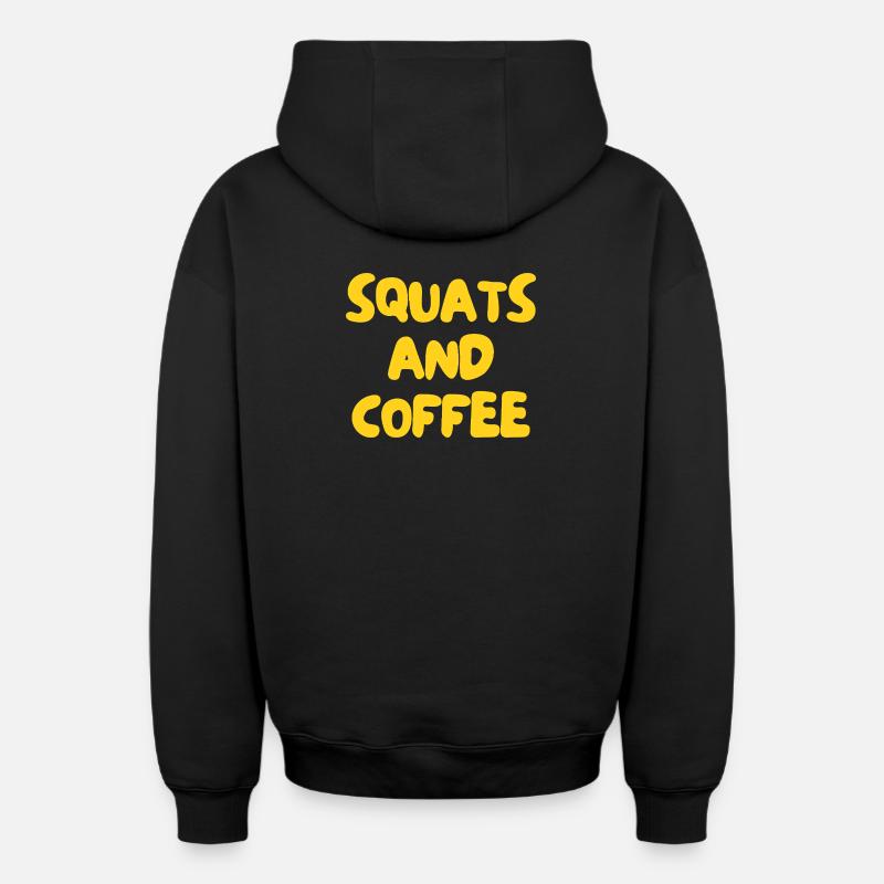 Squats et café - Sweat à capuche unisexe zippé oversize épais SPREAD - noir