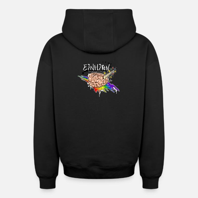 Einhirn - Sweat à capuche unisexe zippé oversize épais SPREAD - noir