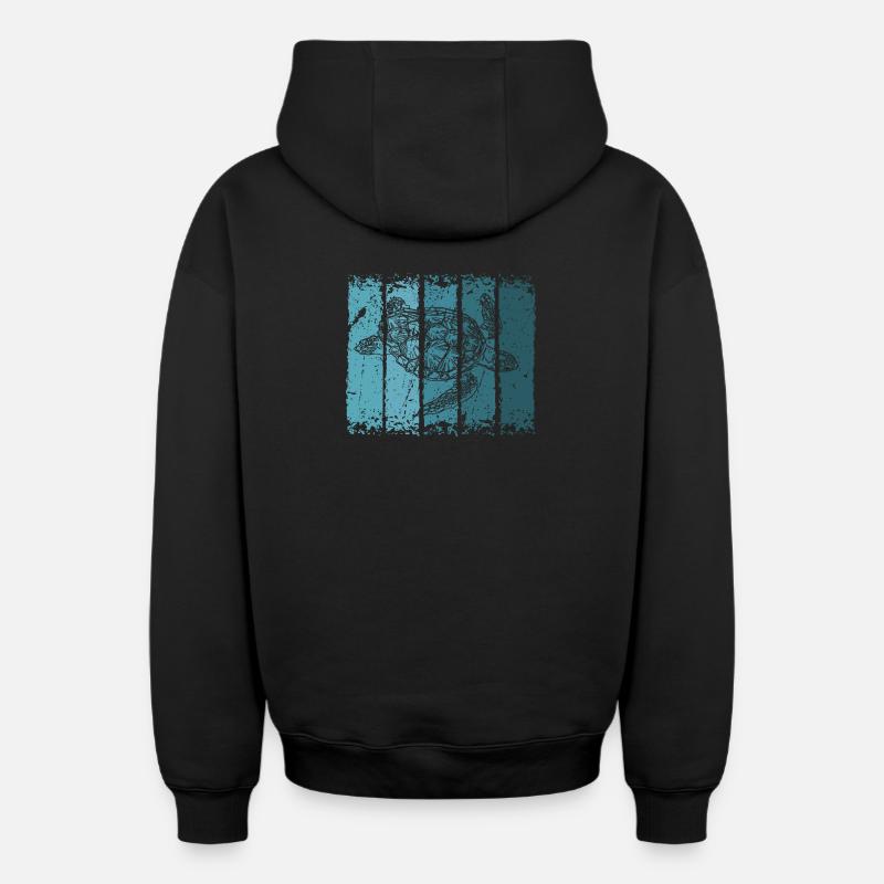 Tortue - Sweat à capuche unisexe zippé oversize épais SPREAD - noir