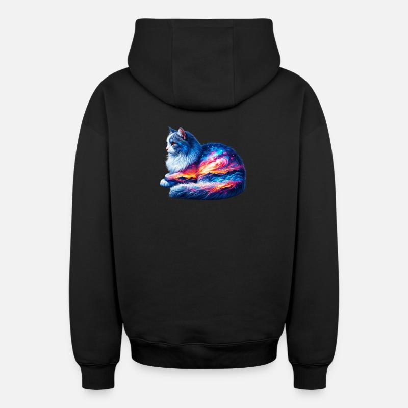 Chat - Sweat à capuche unisexe zippé oversize épais SPREAD - noir