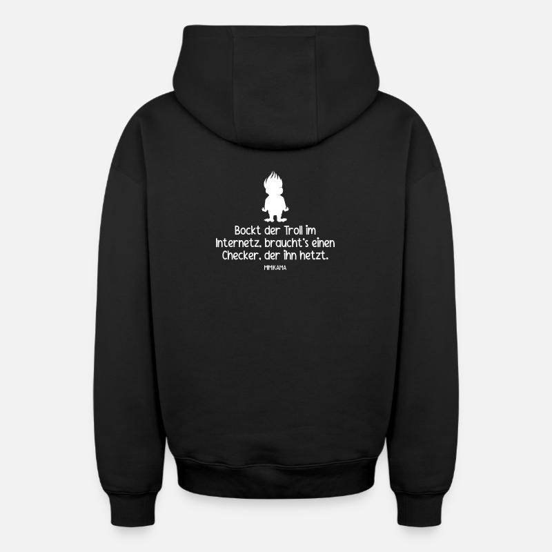 Troll-Checker - Oversized Heavyweight Unisex Zip Hoodie - Schwarz