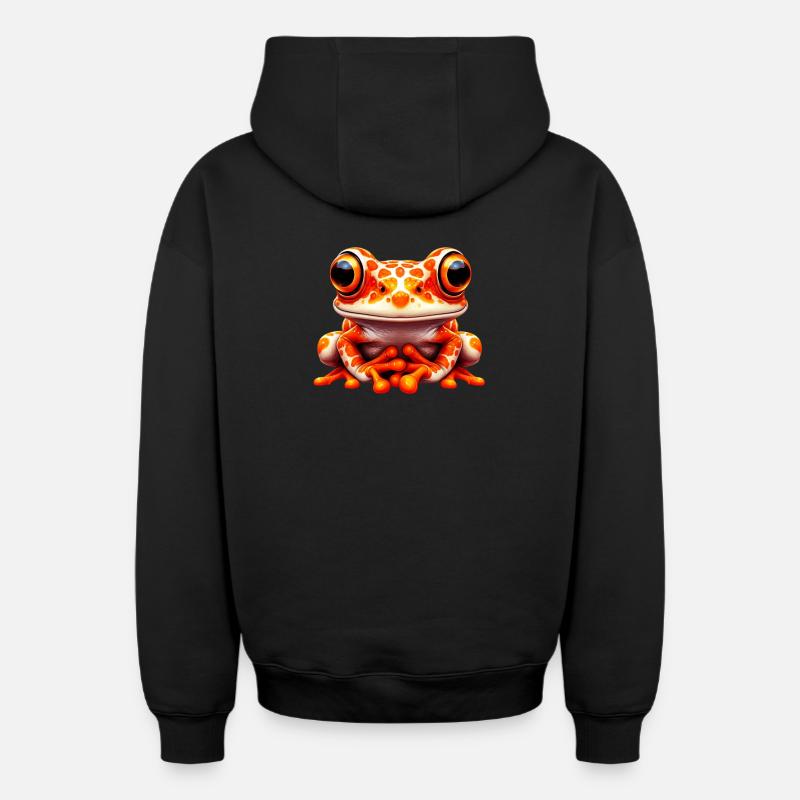 Grenouille - Sweat à capuche unisexe zippé oversize épais SPREAD - noir