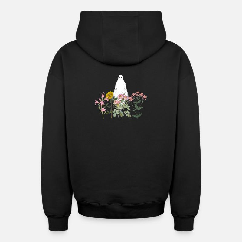 Fleurs effrayantes - Sweat à capuche unisexe zippé oversize épais SPREAD - noir