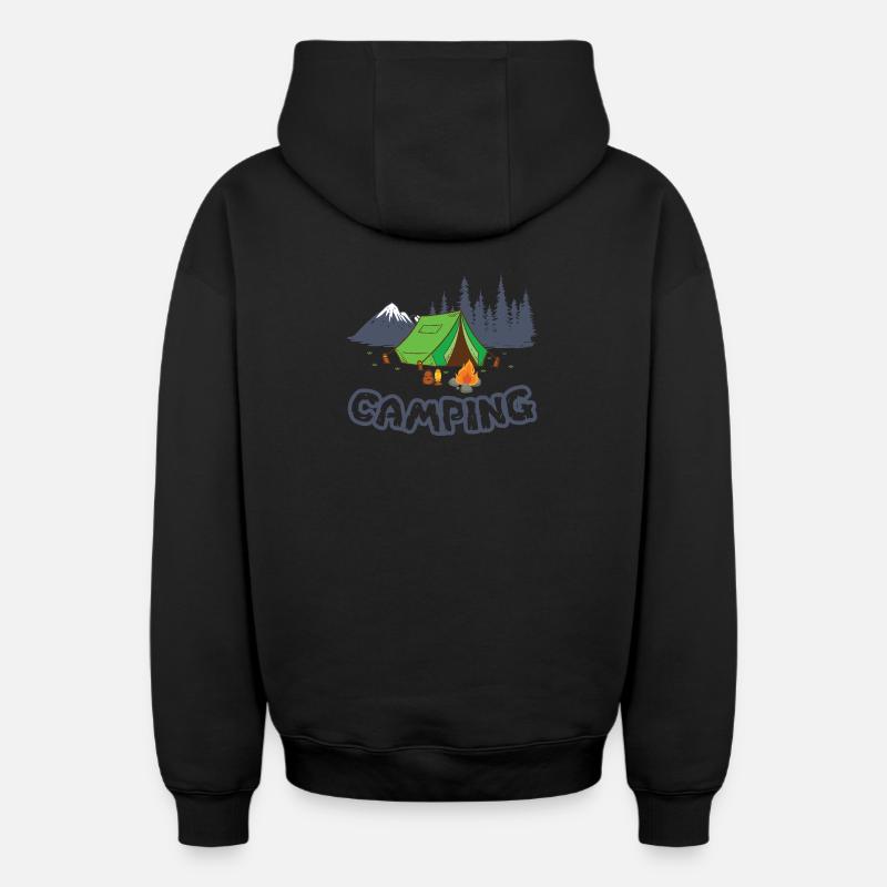 Camping - Sweat à capuche unisexe zippé oversize épais SPREAD - noir