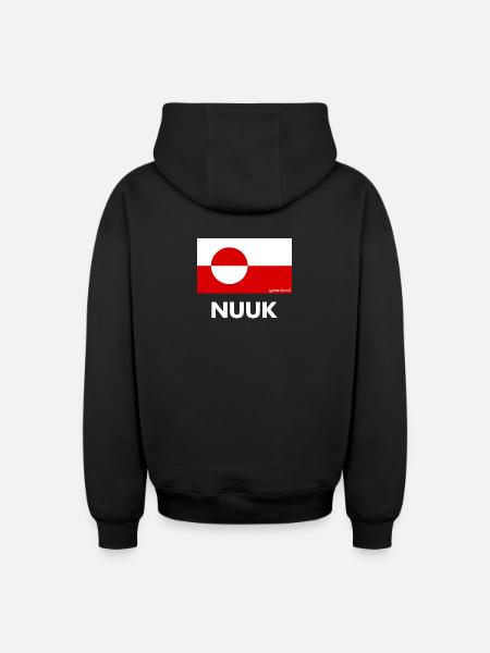 Grönlannin lippu - Nuuk - Grönland - Tanska - Unisex oversize -vetoketjuhuppari paksusta kankaasta - musta