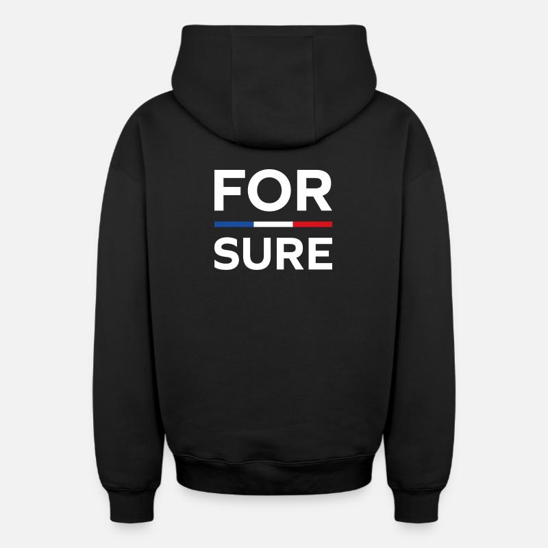 macron For sure - Sweat à capuche unisexe zippé oversize épais SPREAD - noir