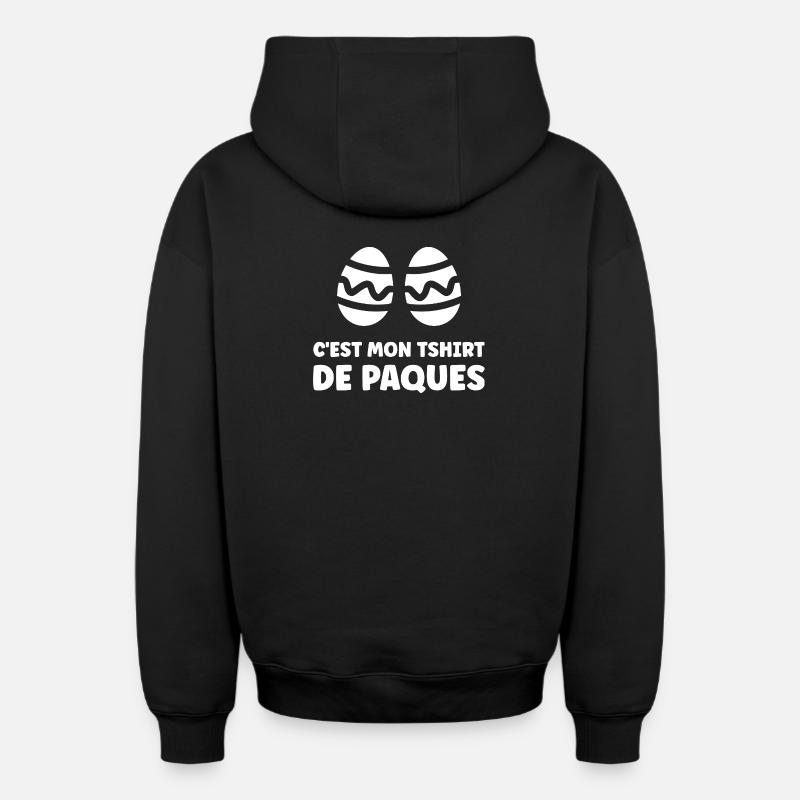 OEUFS DE PAQUES - Sweat à capuche unisexe zippé oversize épais SPREAD - noir