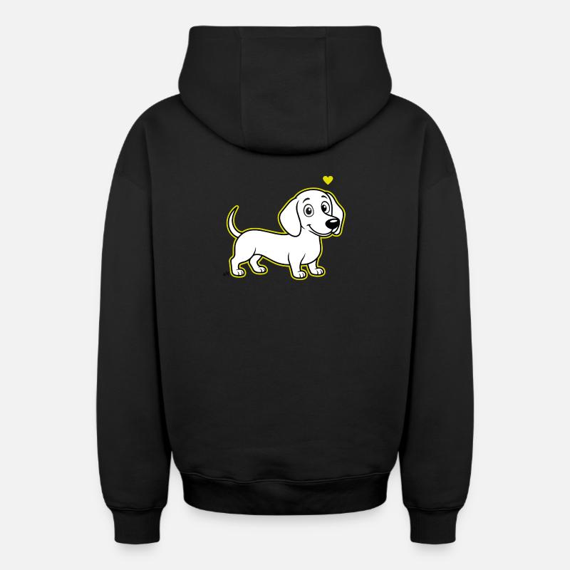 Fritz_the_Sausage_Dog - Sweat à capuche unisexe zippé oversize épais SPREAD - noir