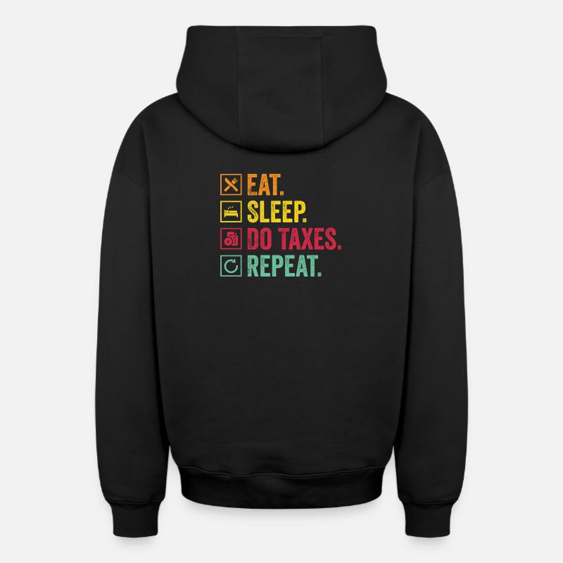 Manger Contrôle du sommeil Répéter - Sweat à capuche unisexe zippé oversize épais SPREAD - noir