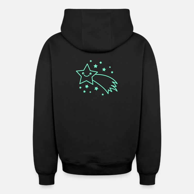 Comète Stellaire Souriante - Sweat à capuche unisexe zippé oversize épais SPREAD - noir