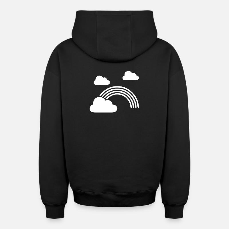 Arc-en-ciel avec nuages - Sweat à capuche unisexe zippé oversize épais SPREAD - noir
