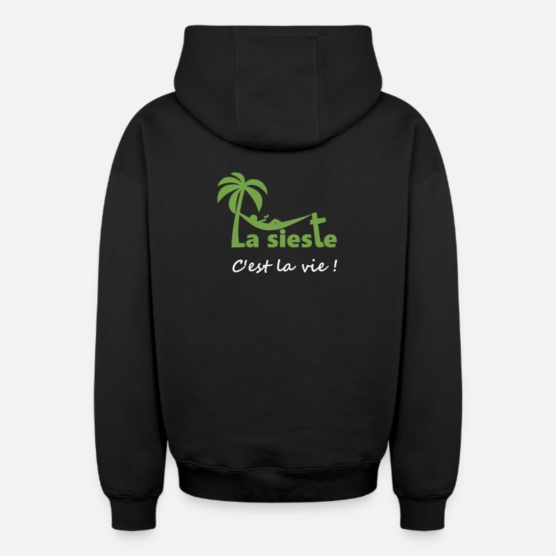 La sieste - Sweat à capuche unisexe zippé oversize épais SPREAD - noir