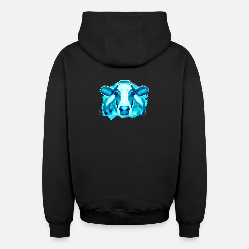 Vache Vaches - Sweat à capuche unisexe zippé oversize épais SPREAD - noir