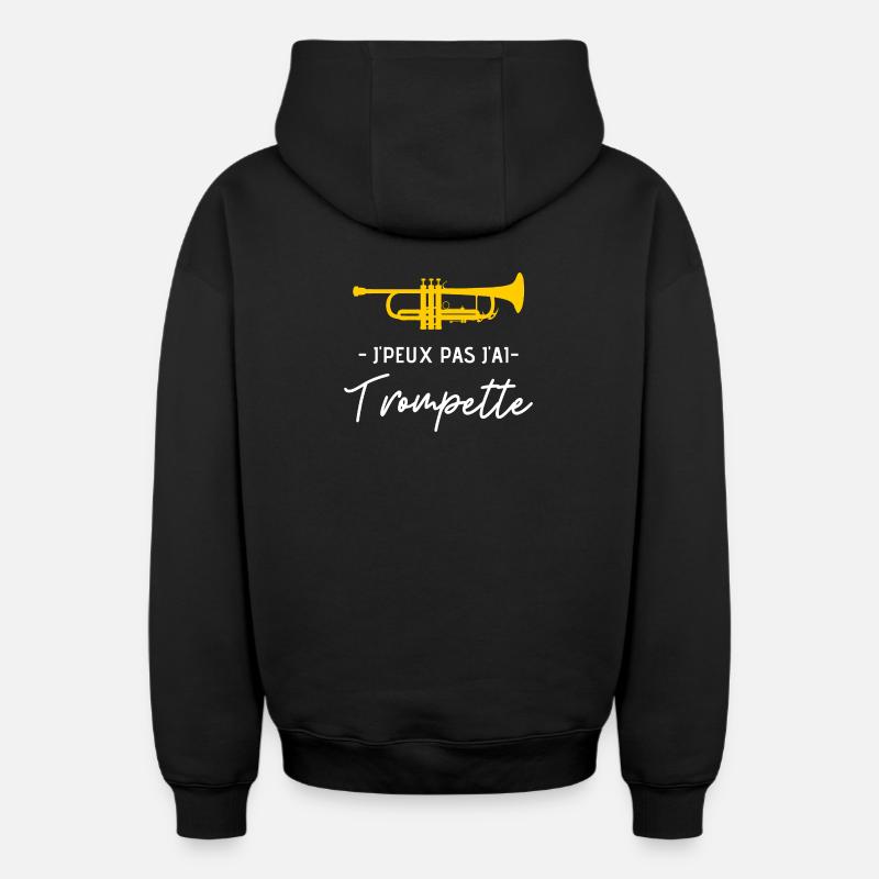 Trompette - Sweat à capuche unisexe zippé oversize épais SPREAD - noir