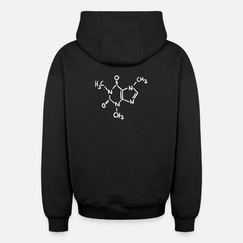 Caffeine Chalk Molecule - Oversized Heavyweight Unisex Zip Hoodie - black