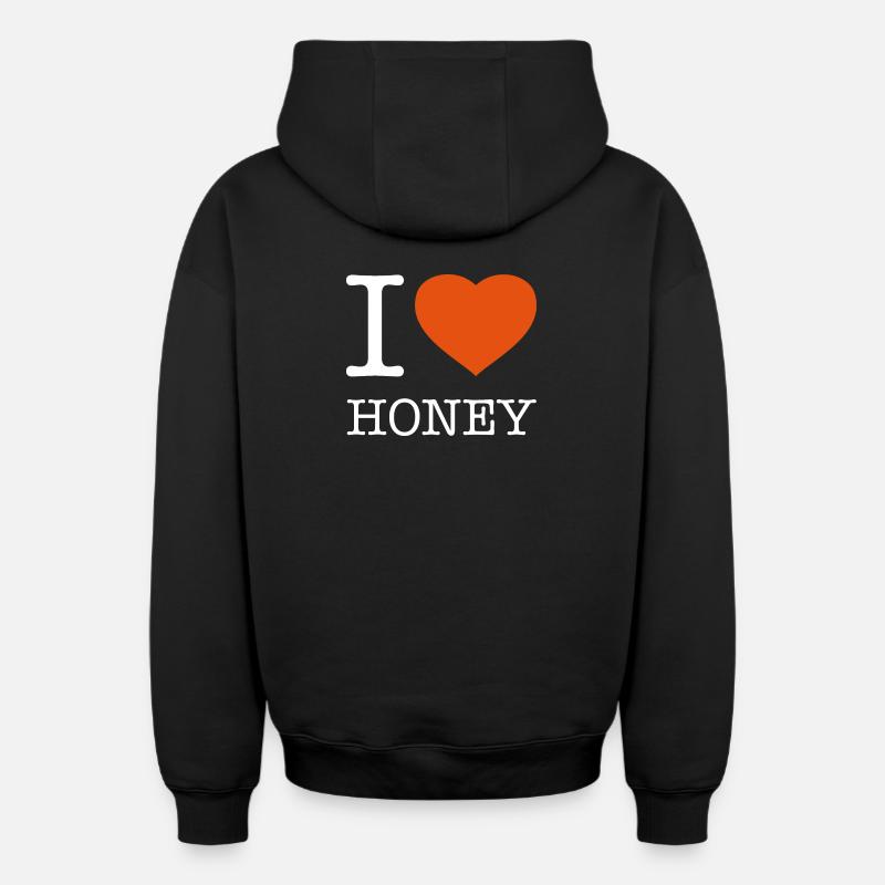 J’AIME LE MIEL - Sweat à capuche unisexe zippé oversize épais SPREAD - noir