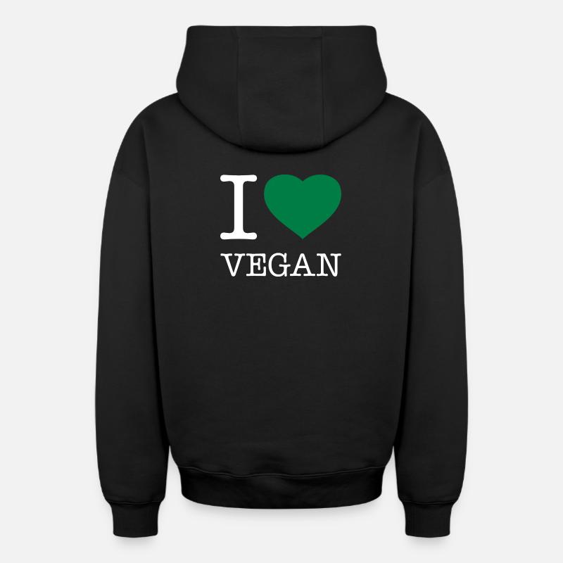 J’ADORE LE VÉGANISME - Sweat à capuche unisexe zippé oversize épais SPREAD - noir