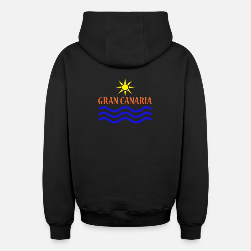GRAN CANARIA Soleil Eau - Sweat à capuche unisexe zippé oversize épais SPREAD - noir