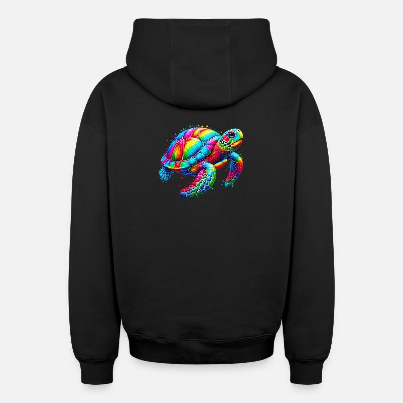 Tortue - Sweat à capuche unisexe zippé oversize épais SPREAD - noir
