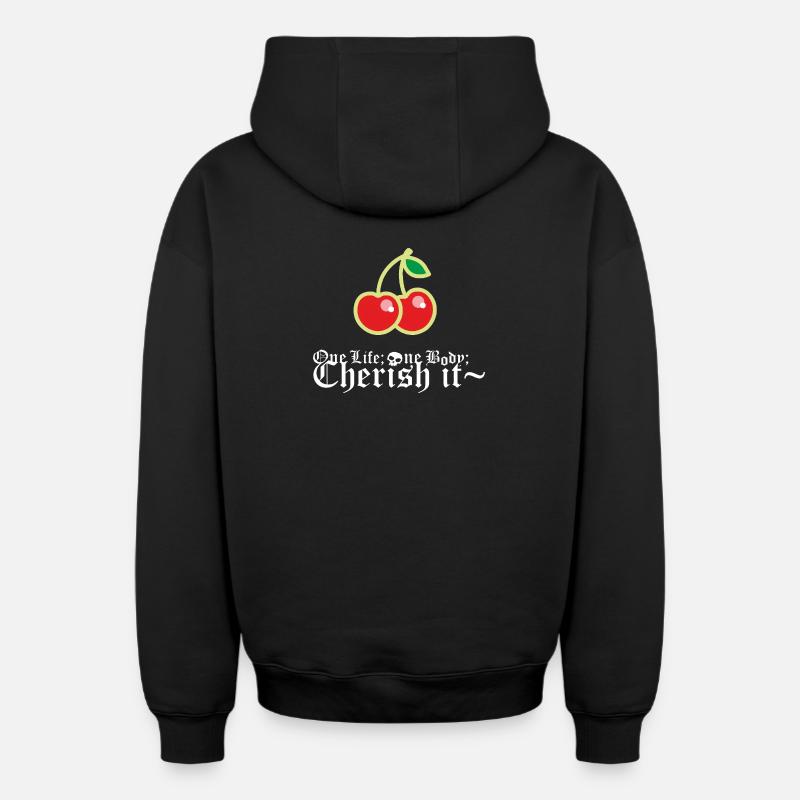 Cherry - Oversized Heavyweight Unisex Zip Hoodie - Schwarz