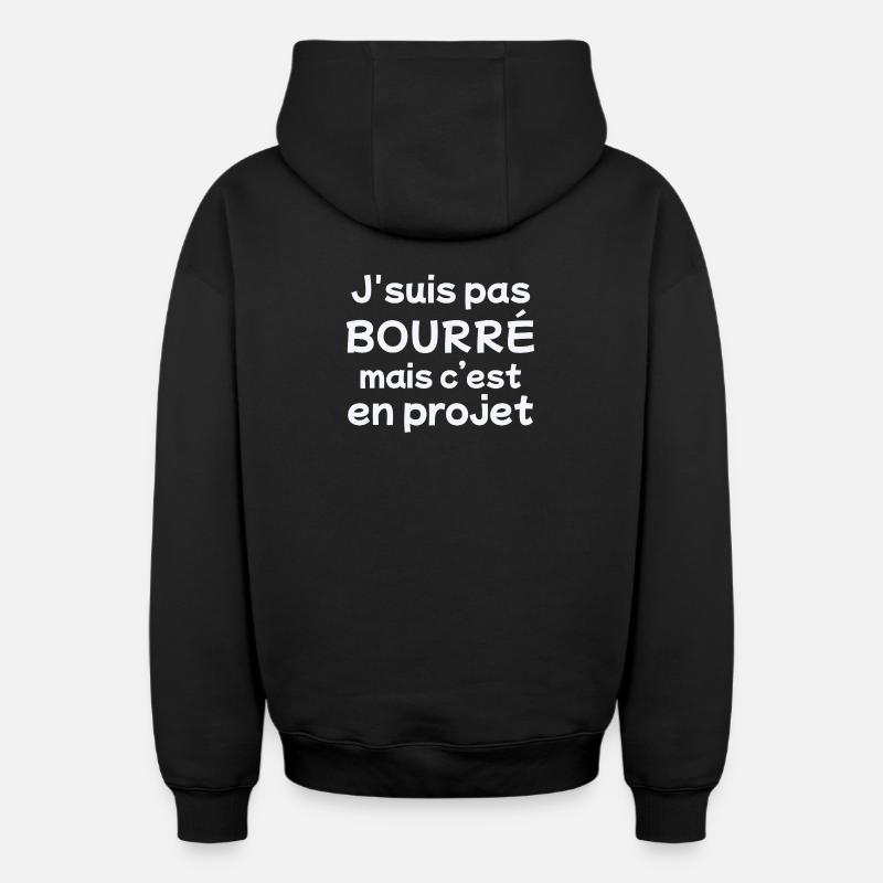 drunk, drunk, alcohol, drinker - Oversized Heavyweight Unisex Zip Hoodie - black