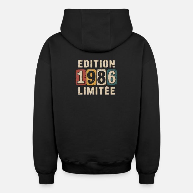 Edition 1986 Limitée - Sweat à capuche unisexe zippé oversize épais SPREAD - noir