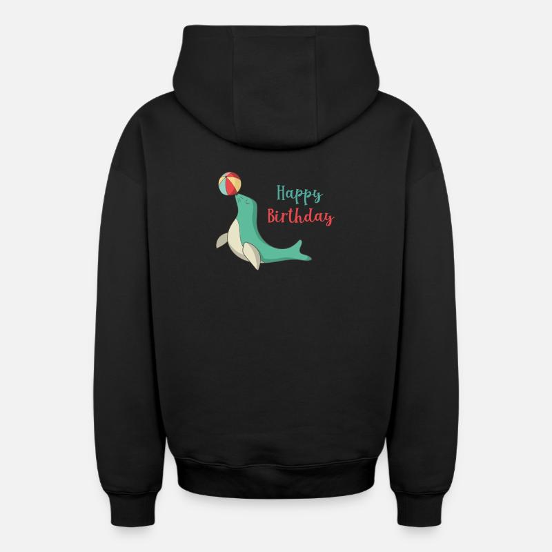 anniversaire - Sweat à capuche unisexe zippé oversize épais SPREAD - noir