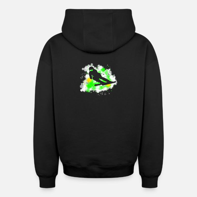 Ski - Sweat à capuche unisexe zippé oversize épais SPREAD - noir