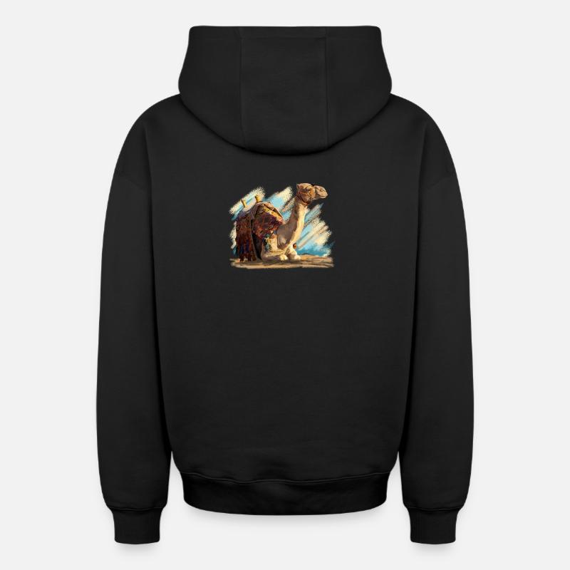 Camel - Sweat à capuche unisexe zippé oversize épais SPREAD - noir