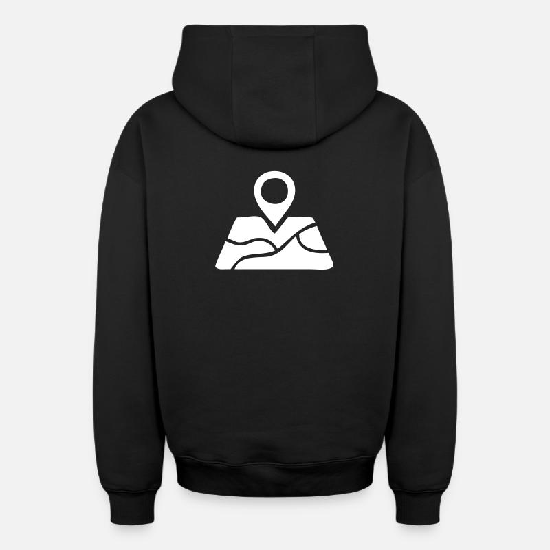 Localisation sur une carte - Sweat à capuche unisexe zippé oversize épais SPREAD - noir