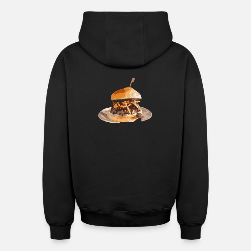 Burger Day - Sweat à capuche unisexe zippé oversize épais SPREAD - noir